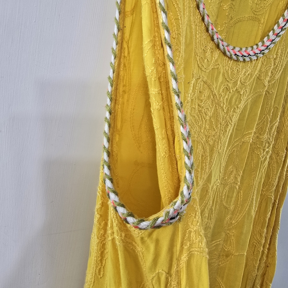 Intimately Free People All The Feels Sunshine Yellow Embroidered Maxi Dress Sz M - Picture 6 of 10